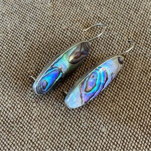 Elegant Sterling 925 Silver & Iridescent Abalone Pierced Dangle Earrings